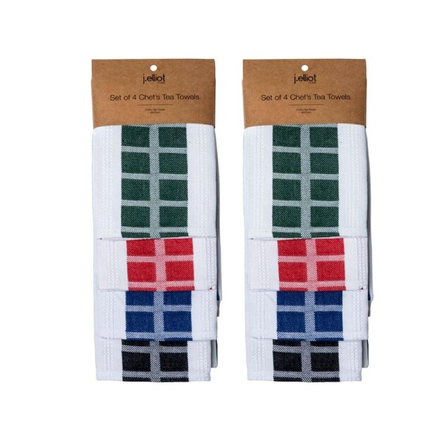Set of 8 Chef's Waffle Cotton Kitchen Tea Towels 50 x 70 cm by J.elliot
