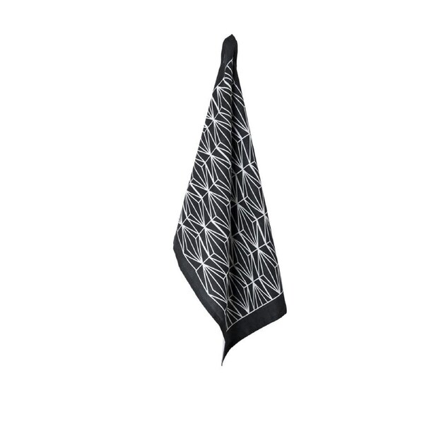 100% Linen Print Tea Towel Zelah Charcoal by J Elliot Home