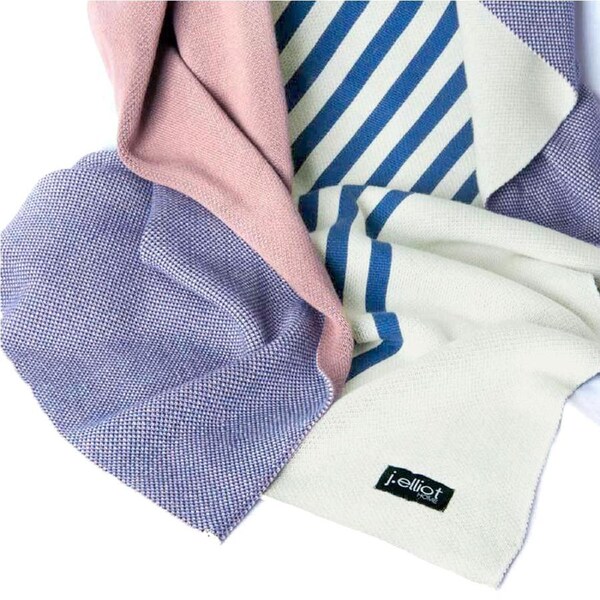 Gemma 100% Cotton Throw Rug Santorini Blue/ Dusty Pink by J Elliot Home