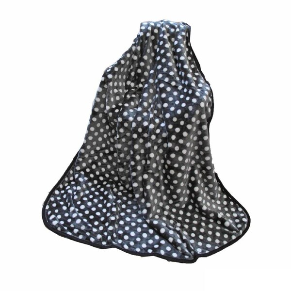 Extra Large Mink Throw Rug Polka Dots Grey by IDC Homewares