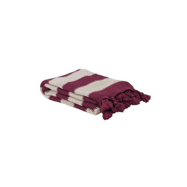 Madison Knotted Tassels Throw Rug Berry 130 x 150 cm by Bambury