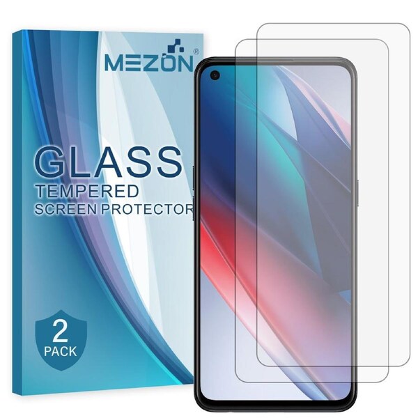 [2 Pack] OPPO Find X3 Lite Tempered Glass 9H HD Crystal Clear Premium Screen Protector by MEZON – Case Friendly, Shock Absorption (OPPO Find X3 Lite, 9H)