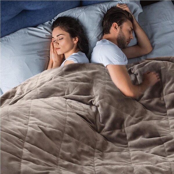 DreamZ Anti-Anxiety Weighted Blanket 9kg Single/Double Blue/Khaki Mink / 9kg (198cm x 122cm)
