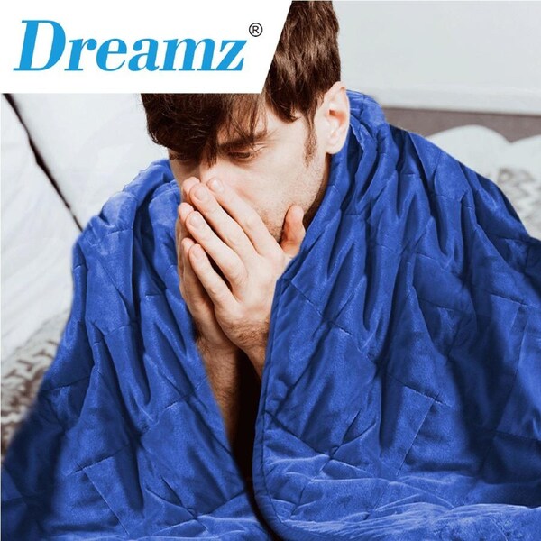 DreamZ Anti-Anxiety Weighted Blanket 9kg Single/Double Blue/Khaki Blue / 9kg (202cm x 151cm)