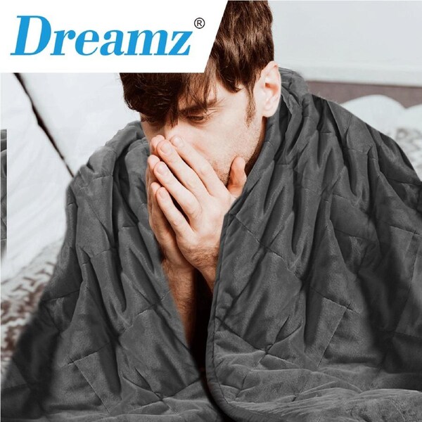 DreamZ Anti-Anxiety Weighted Blanket 9kg Single/Double Blue/Khaki Grey / 9kg (202cm x 151cm)