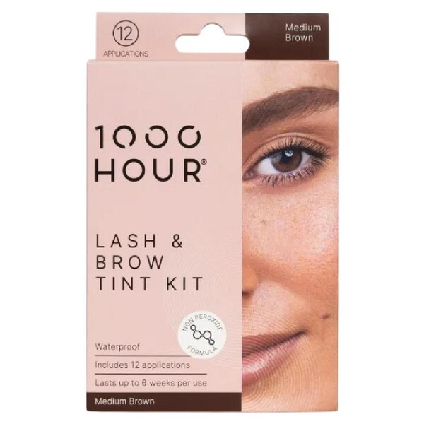 1000 Hour Eyelash and Brow Non Peroxide Dye Kit Natural Medium Brown 1 Pack