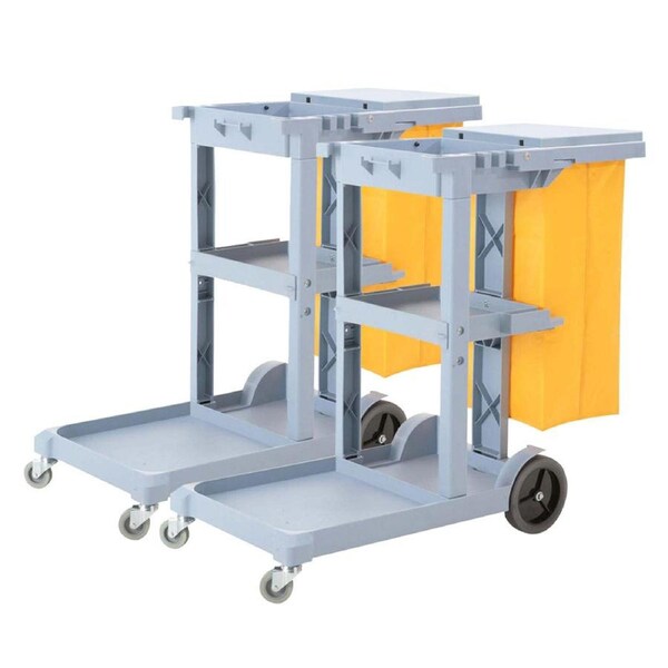 SOGA 2X 3 Tier Janitor Cleaning Cart with Waterproof Bag