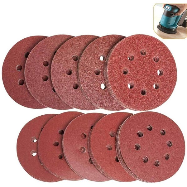 125x 125mm 5" Sanding Discs 60 80 100 120 240 Grit Orbital Sander Pads Sandpaper