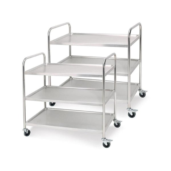 SOGA 2X 3 Tier Stainless Steel Food Cart Trolley Round Large 86x54x94cm