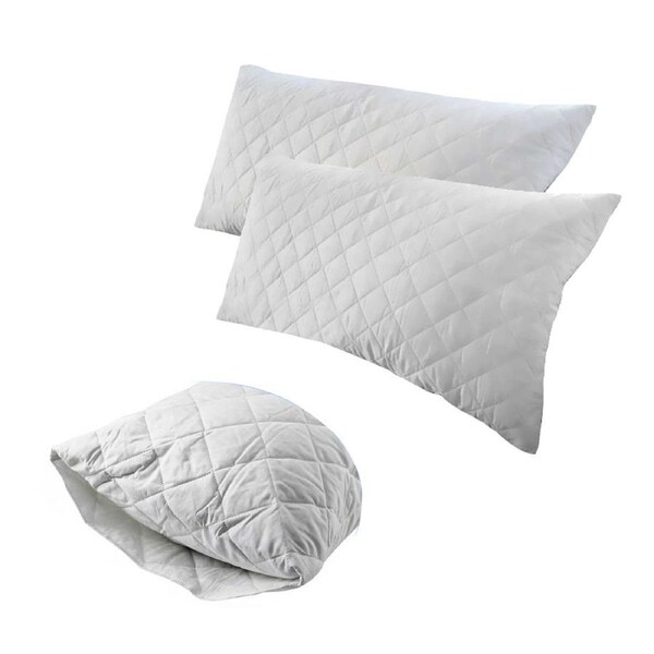 Twin Pack of Quilted Cotton King Pillow Protectors 51 x 91 cm