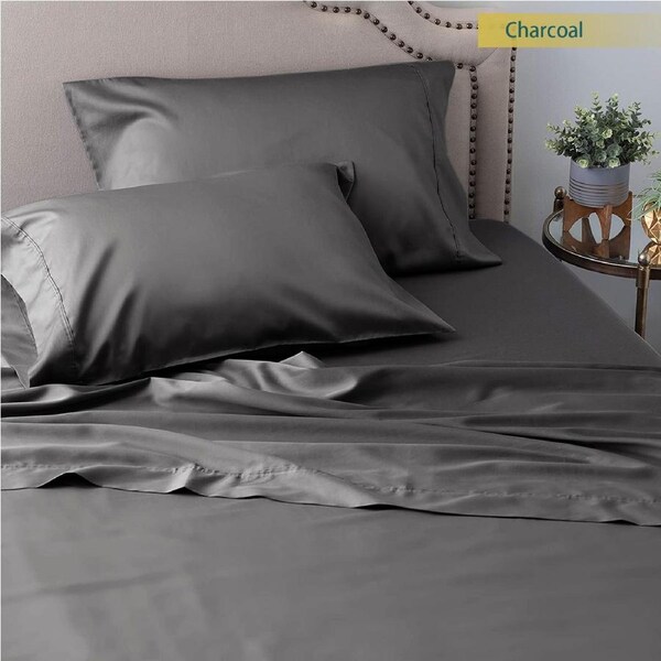 Ramesses Sustainable and Ultra-soft All-Natural Comfort Organic 100% Tencel Sheet Set 1200TC Single / Charcoal