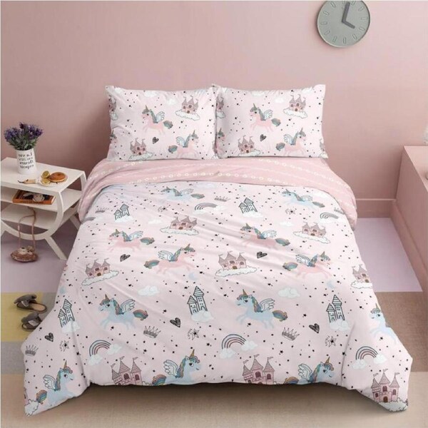 Unicorn World Design Cotton Quilt/Doona Cover Set Single