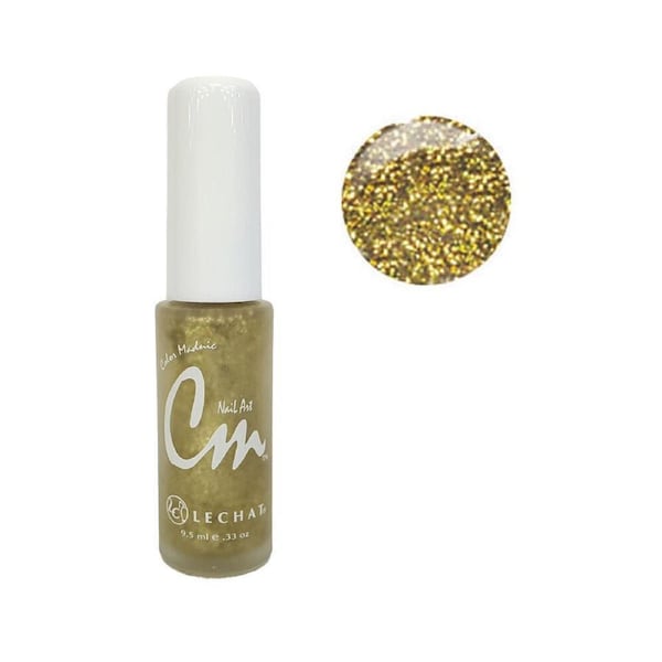 Lechat CM Nail Art Polish Lacquer Enamel Color Madnic NA19 Gold Glitter 9.5ml