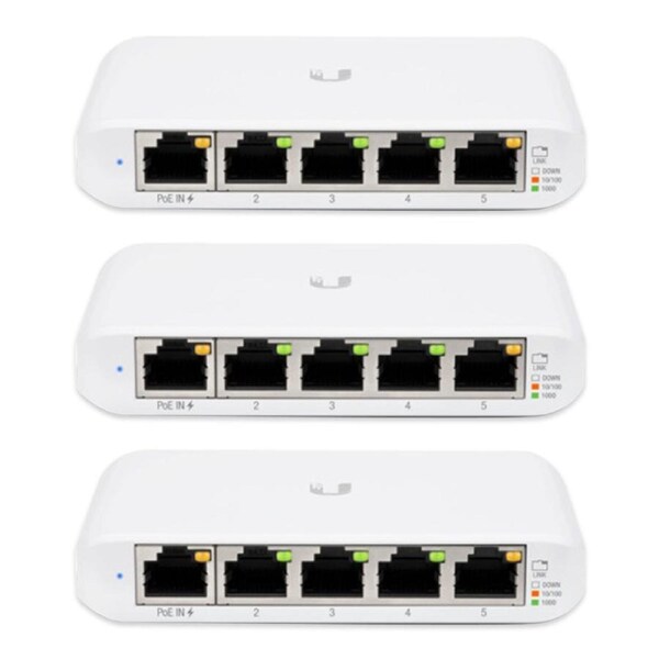 3PK Ubiquiti UniFi USW Flex Mini 5 Port Gigabit Managed Switch w/ PoE Input