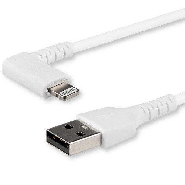 Star Tech 2m USB-A To Lightning MFI-Certified Cable 90° Angled Fiber iPhone WH