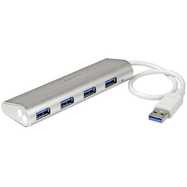 Star Tech 4-Port Portable USB 3.0 Hub 5Gbps For Mac/Windows/ChromeOs SLV & WHT
