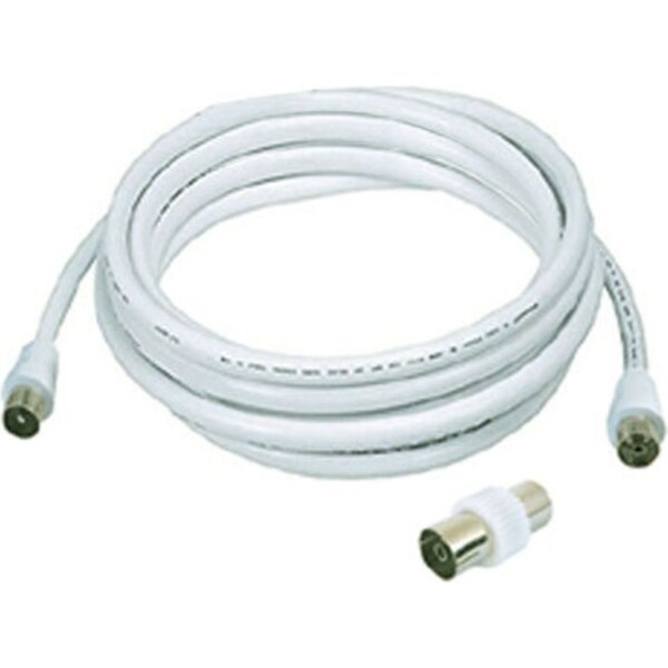 Sansai 10m M to Male Antenna Flylead TV Coaxial Cable w/ Female Adaptor White