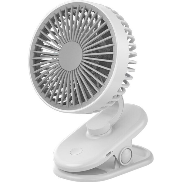 Sansai Portable USB Rechargeable Clip On Desktop Travel Desk/Table Fan White