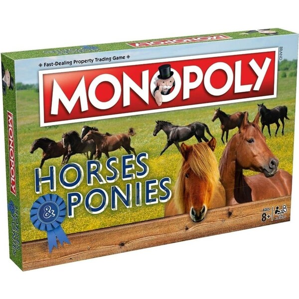 Monopoly Kids/Family Horses & Ponies Trading Board Game w/ Top Trumps Card 8y+
