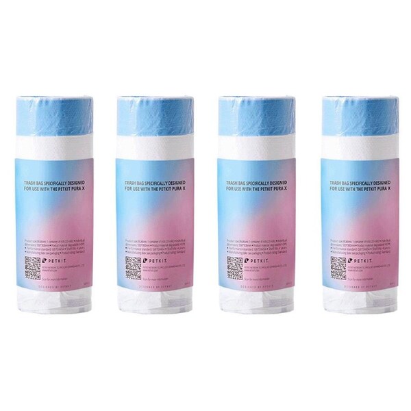 4x Petkit 55cm Waste Replacement Bag Refill Roll for Pura X Cat Litter Box Tray