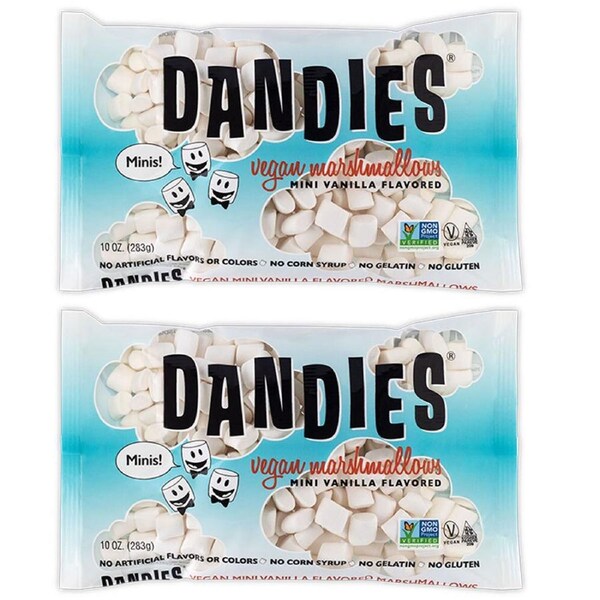 2x Dandies Mini 283g Vegan All Natural Vanilla Marshmallows/Confectionery/Sweets