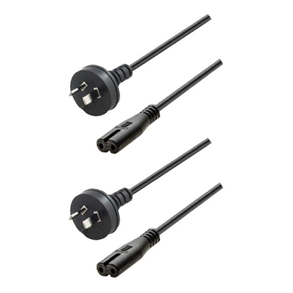 2x Sansai 1.5m Figure 8 Socket Power Lead AU/NZ Plug Cable Cord for Stereo Black