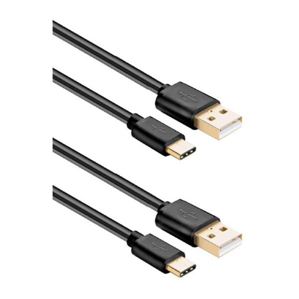 2x Sansai 2.4m USB-C to USB-A Data Transfer Charging Cable for Samsung S21 Black