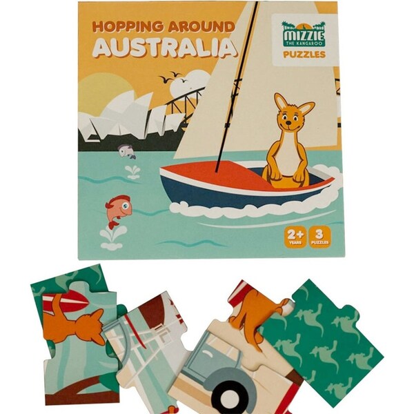 Mizzie The Kangaroo Set of 3 Puzzles 25X25cm 4/6/9pc Infant/Toddler 2y+ Toy/Game