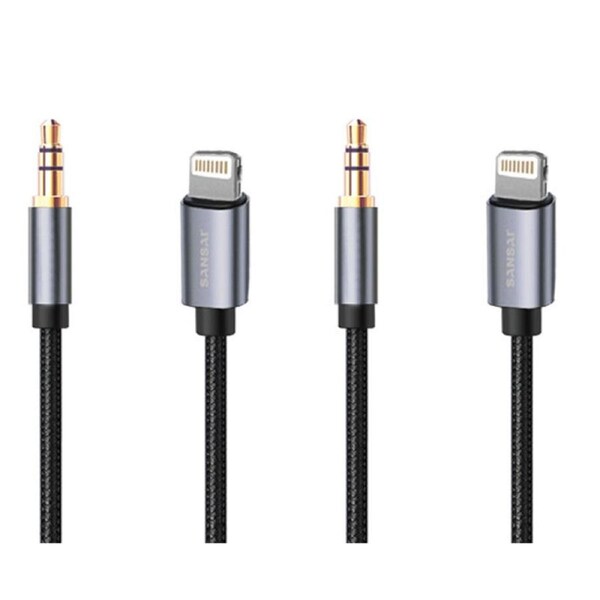 2x Sansai 1.5m 8 Pin to 3.5mm Audio Aux Cable Adapter for Apple iPhone/iPod/iPad