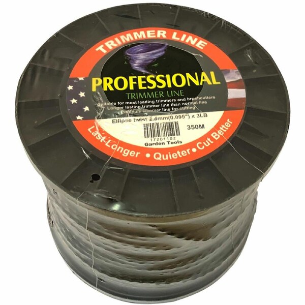 Commercial trimmer line 	ellispe twist 2.4MM X 3LB black 350M