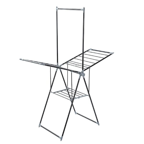 Boxsweden Foldable Clothes Airer/Dryer/Horse w/ Hanging Rack 155 x 194cm Black