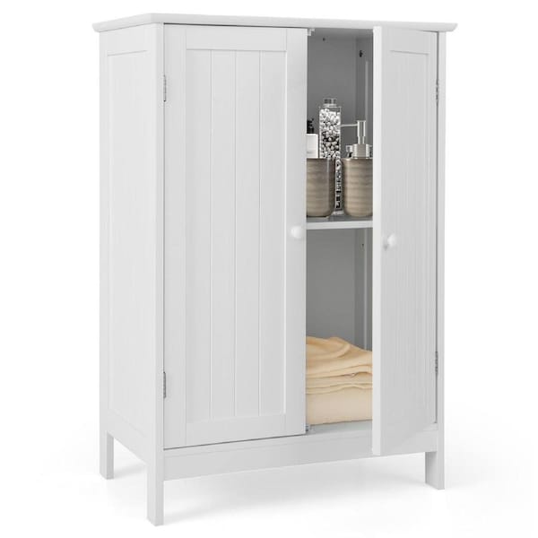 Costway Bathroom Cabinet Wooden Storage Cupboard w/2 Doors Hallway Table Kitchen Sideboard Living Room Home Office White