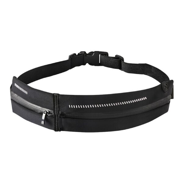 SPORX Double Pouch Slim Light Running Belt Zip Waist Pouch Black
