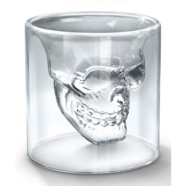 Skull Liquor Glasses Double Wall Party Bar Gift, set of 4, 75ml