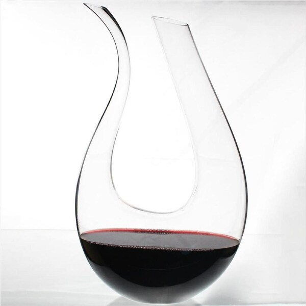 100% Lead-Free U Shaped Glass Wine Carafe Hand Made Red Wine Decanter Carafe 1.5L