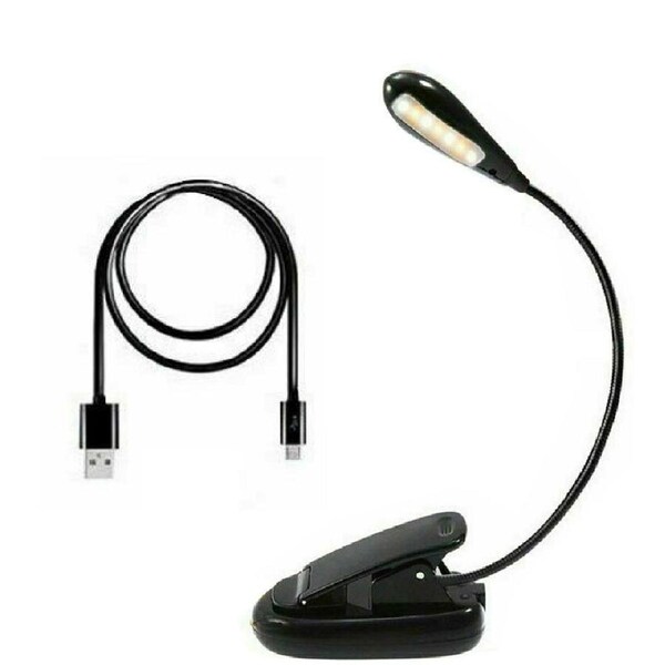 Lamp Stand Light 7 LED Reading Light USB Rechargeable Clip On Bed Book Reading