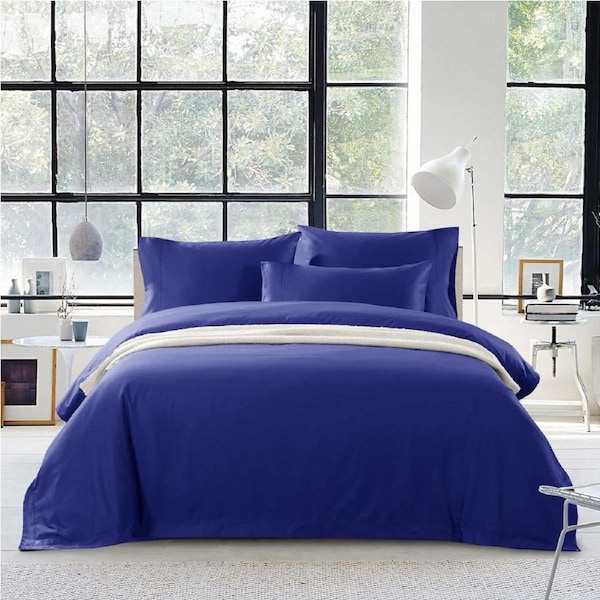 Ramesses Elite Spring Fresh Egyptian Cotton Sateen Quilt Cover Set 1500TC Queen / Royal Blue