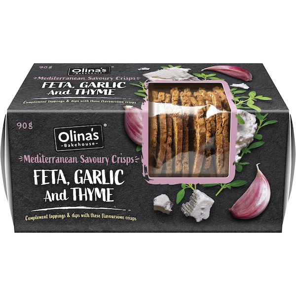 Olina's Bakehouse Savoury Crackers Feta, Thyme & Garlic 90G