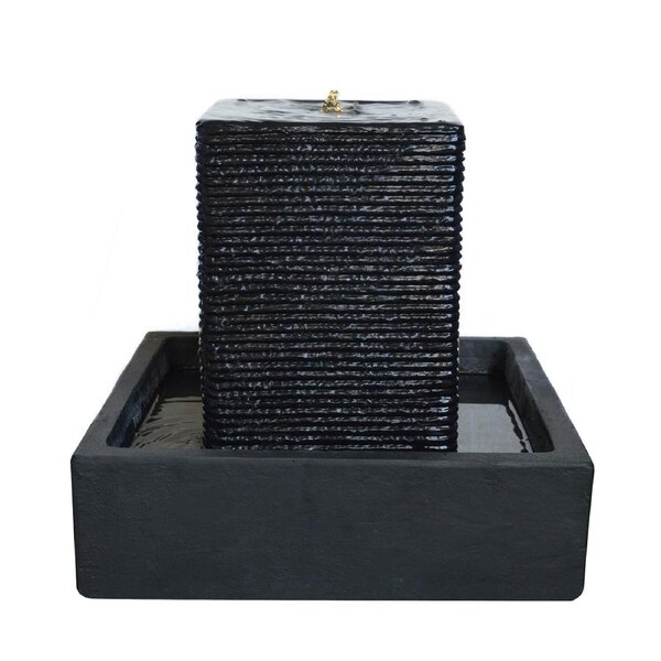 43cm Square Pillar Water Feature Fountain with LED Lights