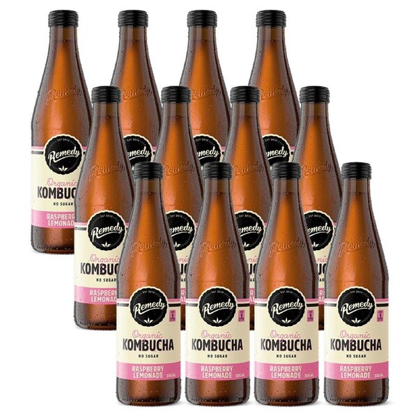 Remedy 330Ml Kombucha Raspberry Lemonade 12 Pack
