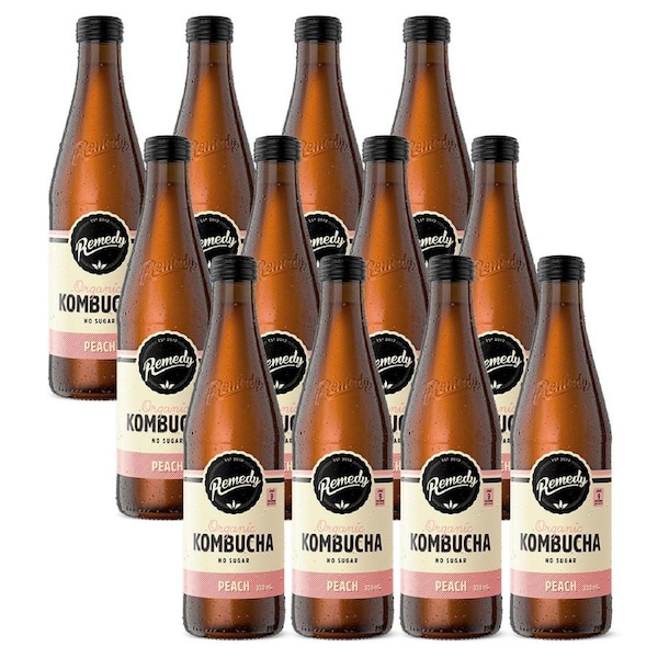 Remedy 330Ml Kombucha Peach 12 Pack