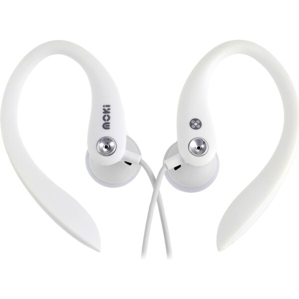 Moki Sports/Gym Headphones/Earphones w/Ear Hooks/3.5mm for iPhone/Android White