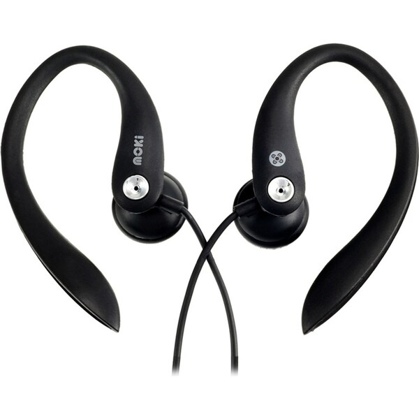 Moki Sports/Gym Headphones/Earphones w/Ear Hooks/3.5mm for iPhone/Android Black