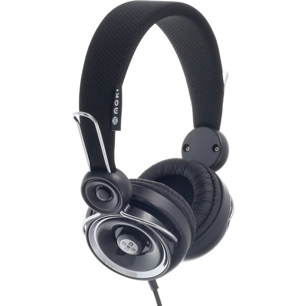 Moki Drops 40mm Wired 3.5mm Over Ear Headphones for iPhone/Samsung Phones Black