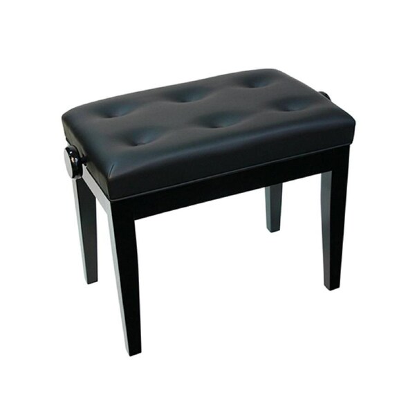 Adjustable Piano Bench w/ Buttoned Seat - Black