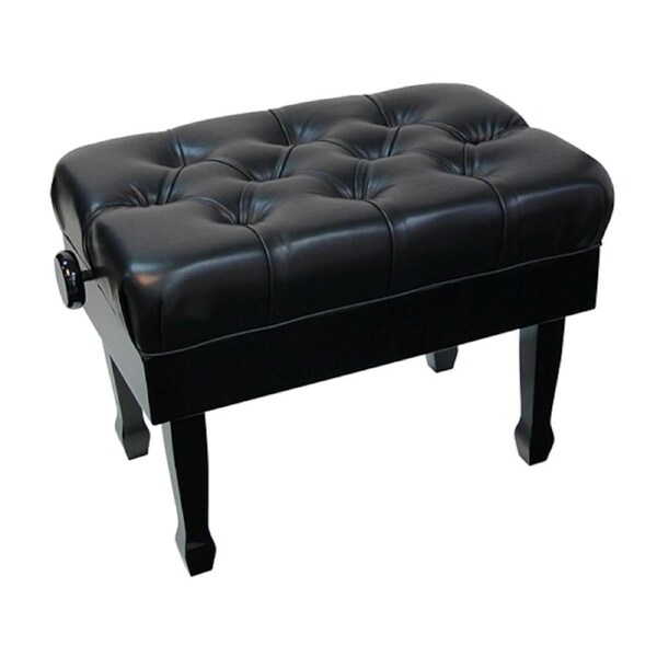 Adjustable Concert Piano Bench w/ Ultra-padded Buttoned Seat - Black