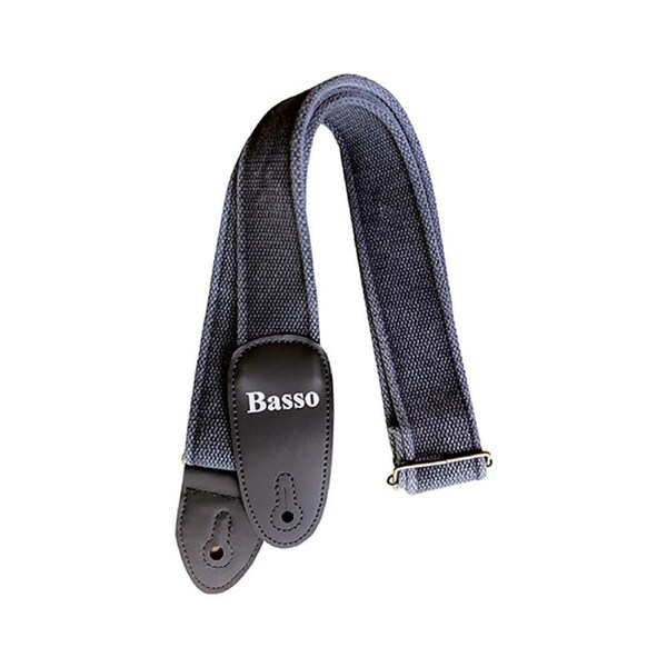 Basso Cotton Black Guitar Strap EX01 - 5cm Wide, Adjustable 100-155cm, Reinforced Double Synthetic Ends