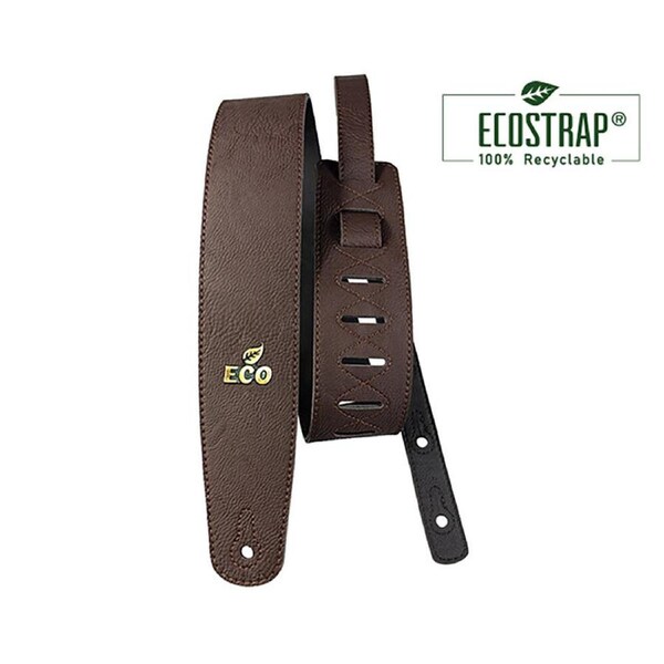 EcoStrap Vegan Guitar Strap - Brown ECO-02, 100% Recyclable, 6cm Width, 100-145cm Length, Made in Brazil