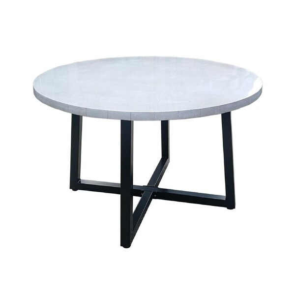 FurnitureOkay Stone Outdoor Dining Table (120cm Round) - Grey