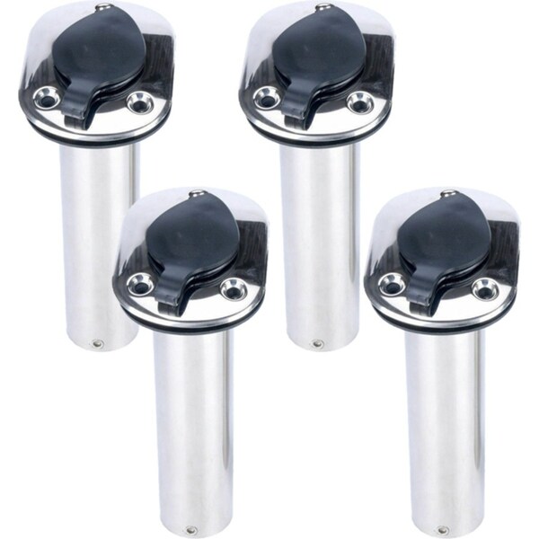 Ozoffer 4Pcs Fishing Rod Holders Stainless Steel Boat Flush Moun w/ Gasket Cap 30 Degree